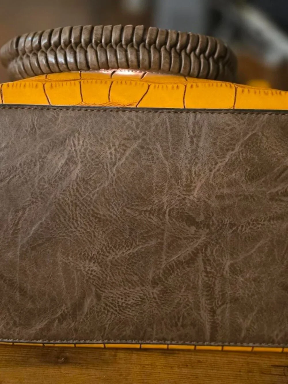 Jen & Co. Olivia Croc Hobo Bag Mustard Yellow Brown Vegan Leather Tassel Purse